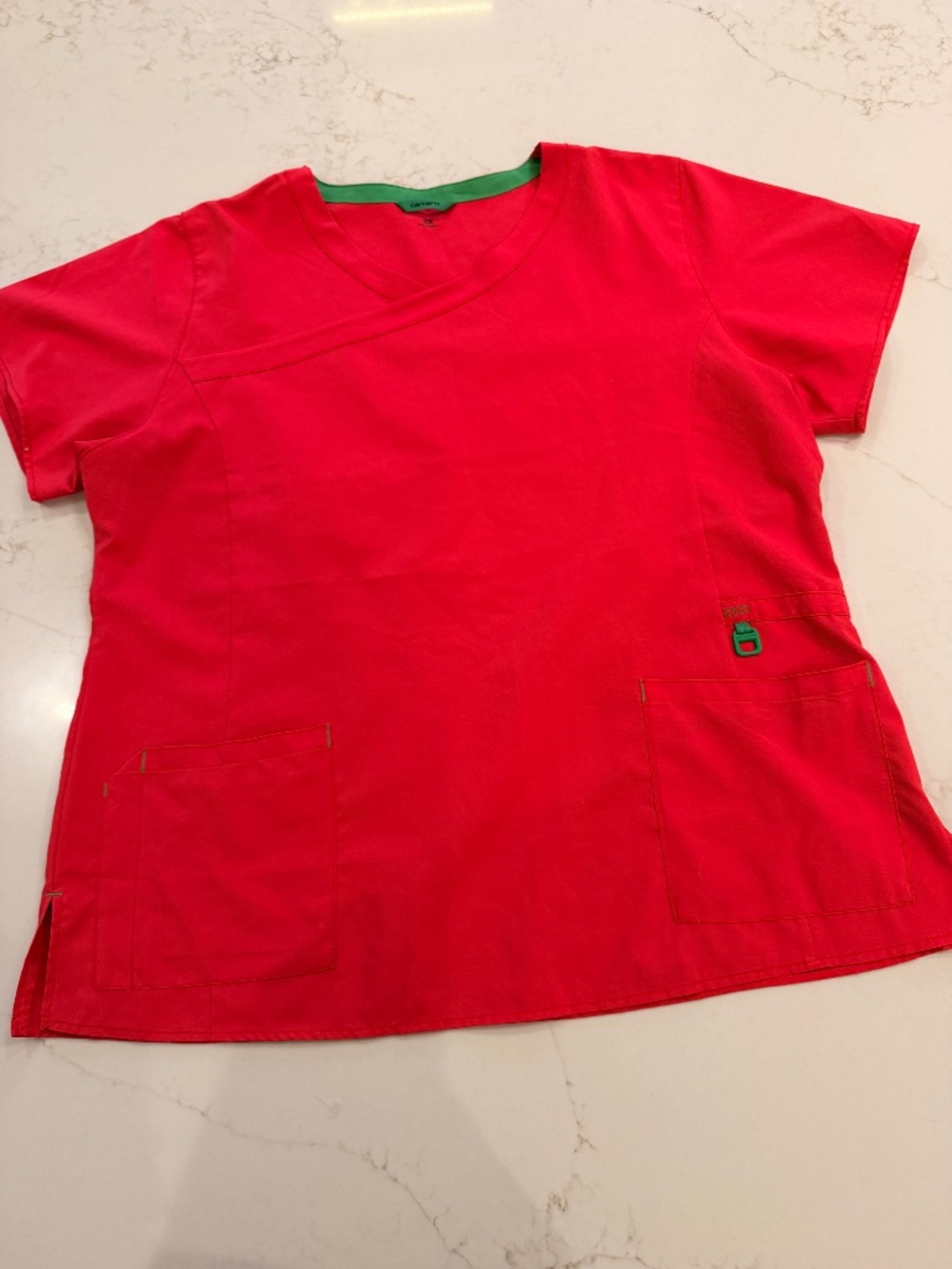 Carhartt Force Scrub Top Women’s 2X Pink Red Short Sleeve Utility Medical Unifor